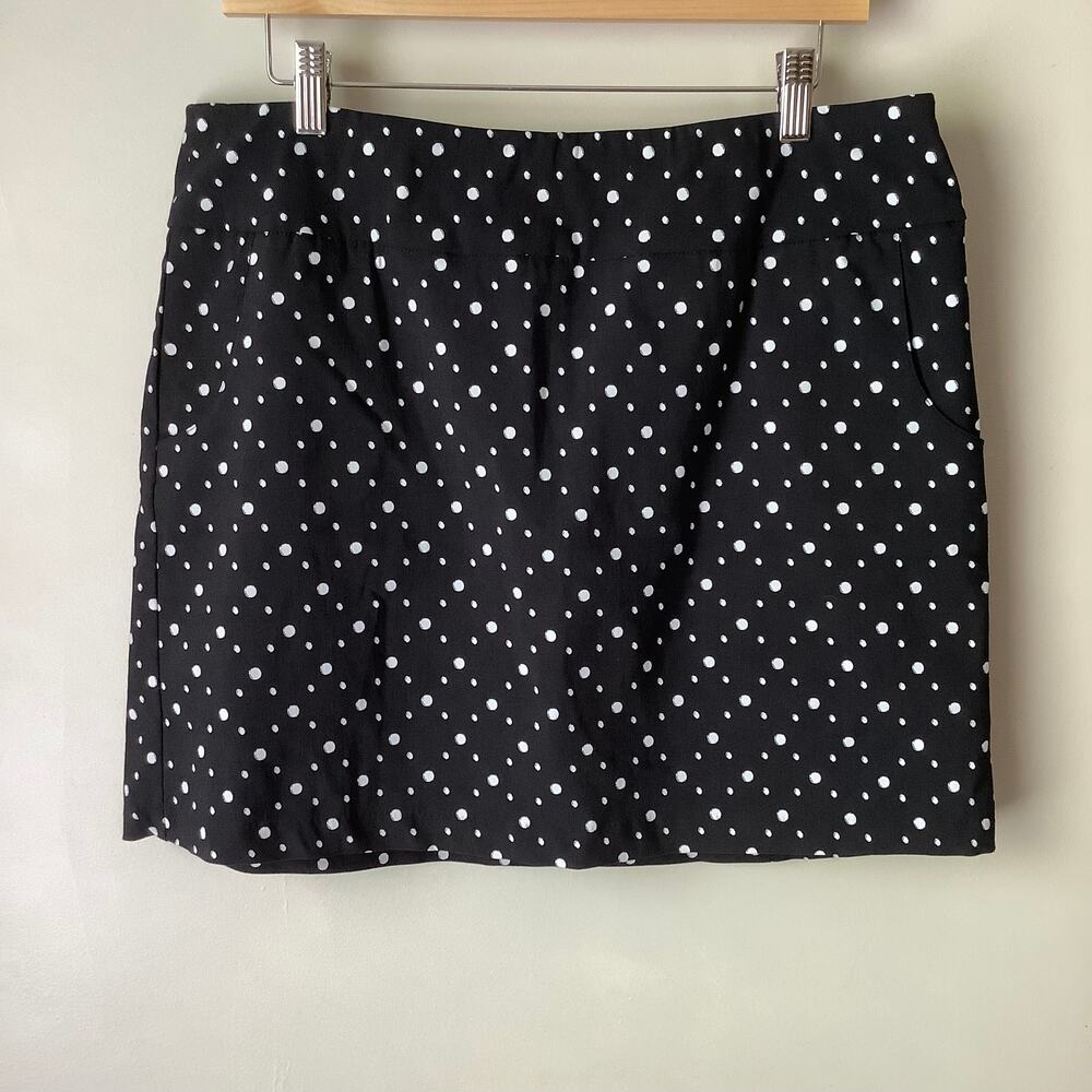 Zac & Rachael Black & White Polka Dot Pattern Womens Pocketed Skort Stretch 14